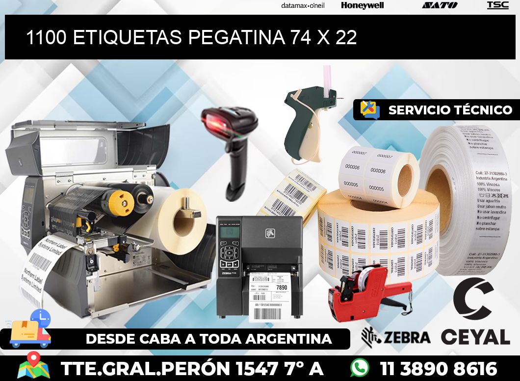 1100 ETIQUETAS PEGATINA 74 x 22