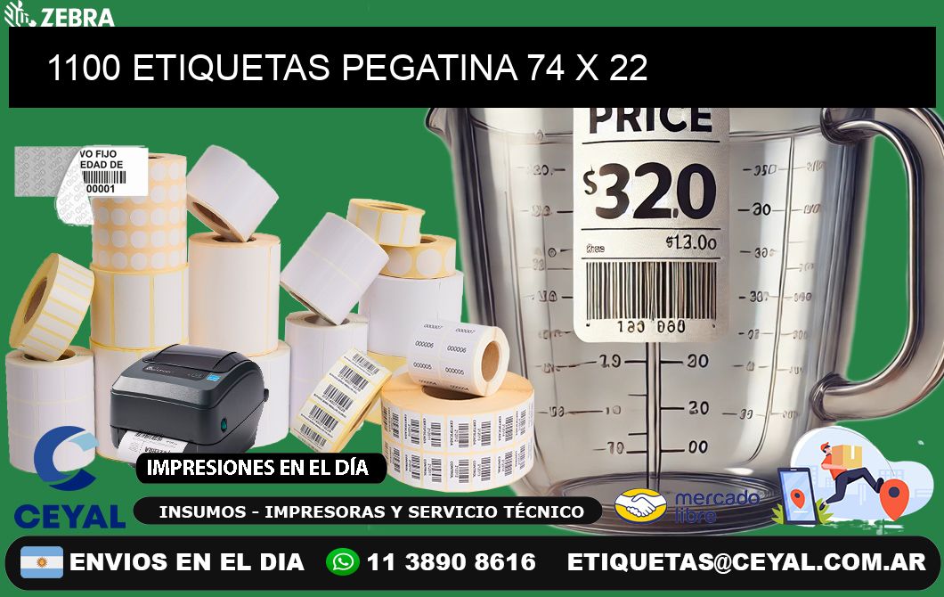 1100 ETIQUETAS PEGATINA 74 x 22