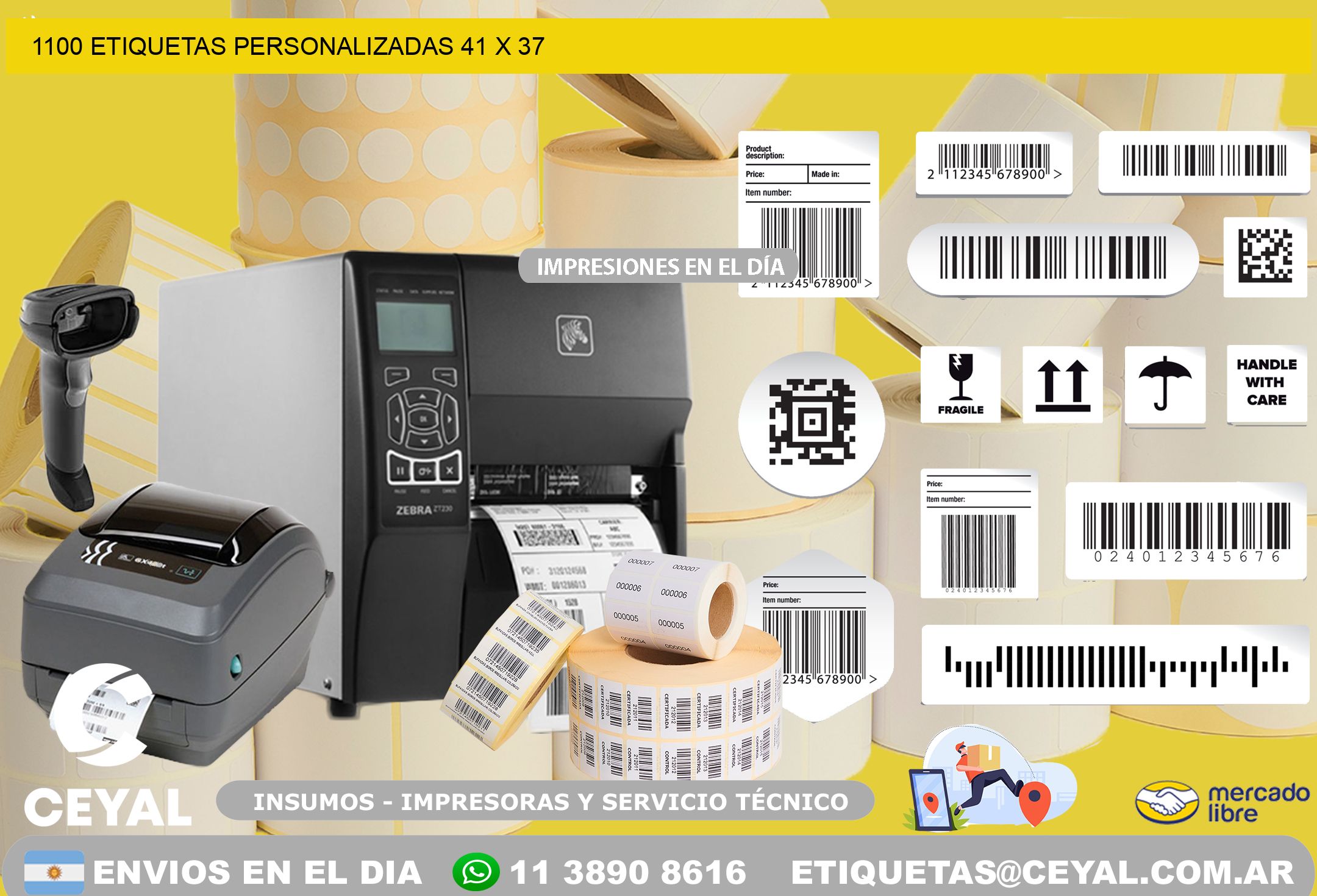 1100 ETIQUETAS PERSONALIZADAS 41 x 37