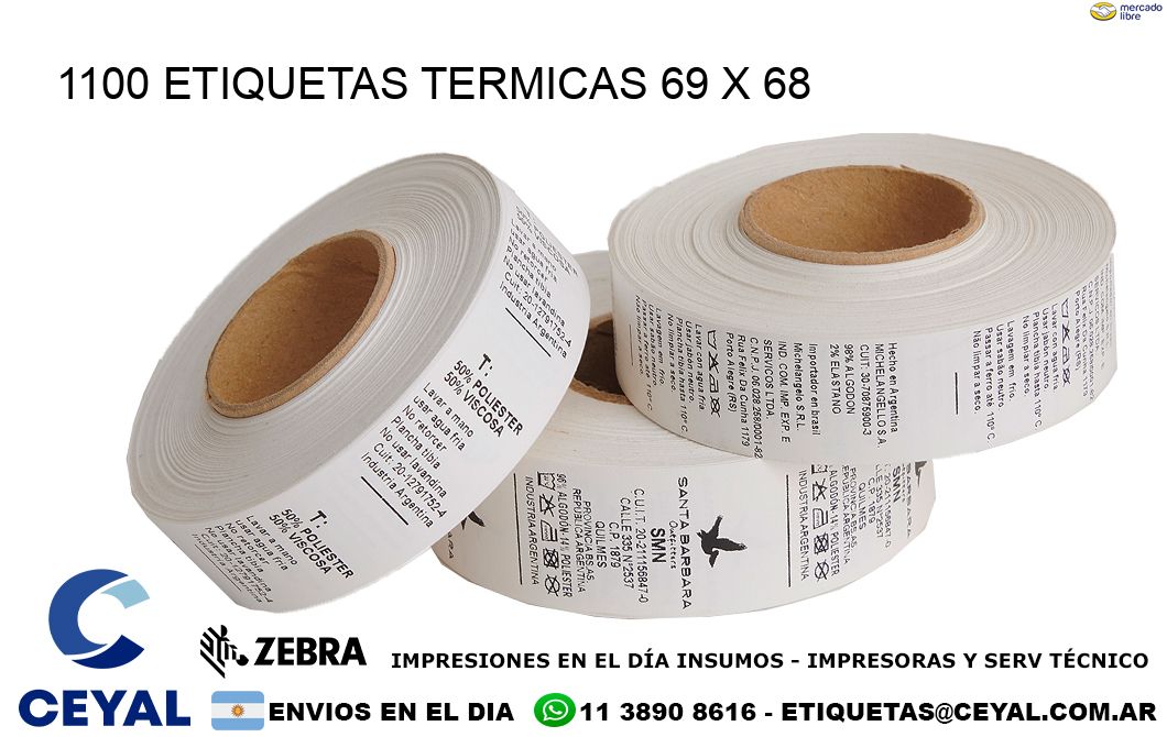 1100 ETIQUETAS TERMICAS 69 x 68