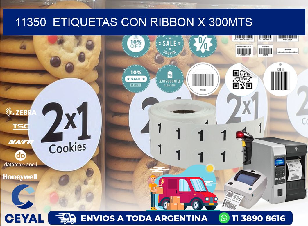 11350  ETIQUETAS CON RIBBON X 300MTS