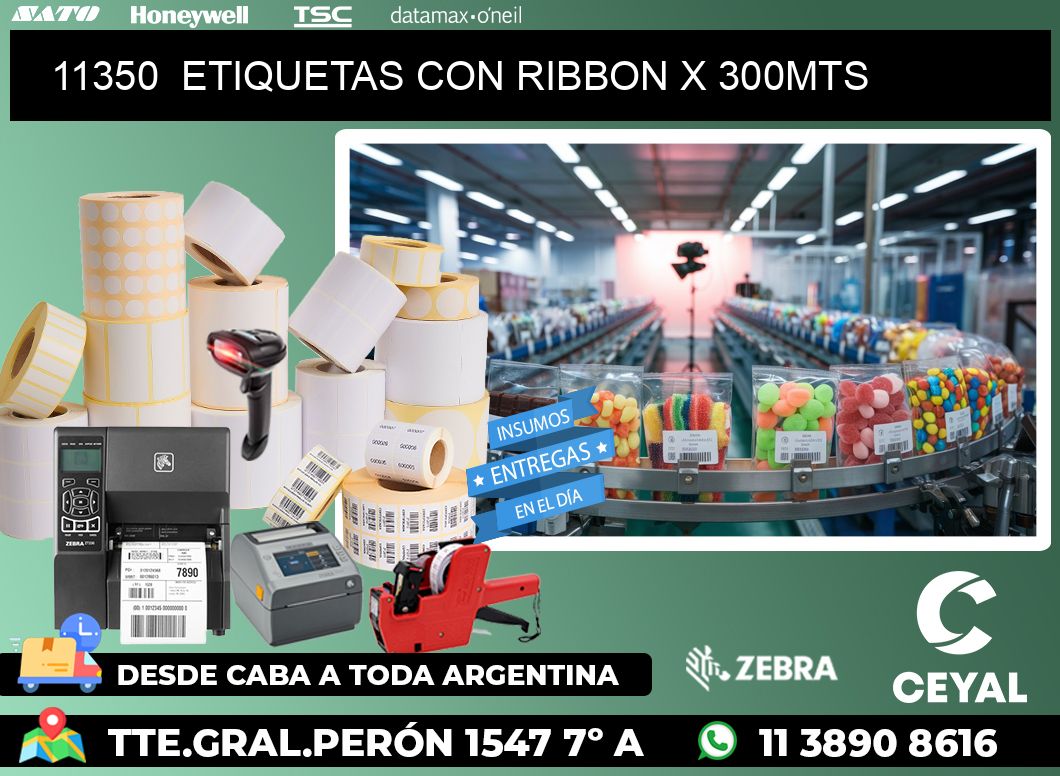 11350  ETIQUETAS CON RIBBON X 300MTS