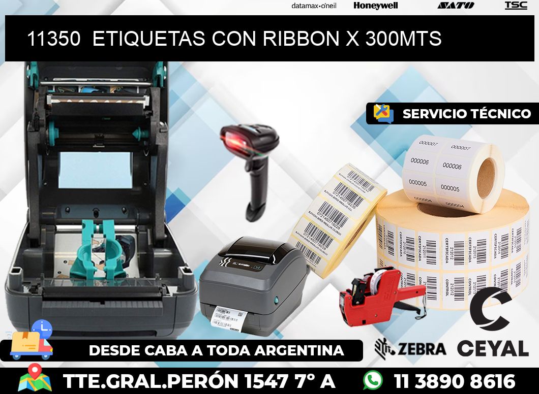 11350  ETIQUETAS CON RIBBON X 300MTS