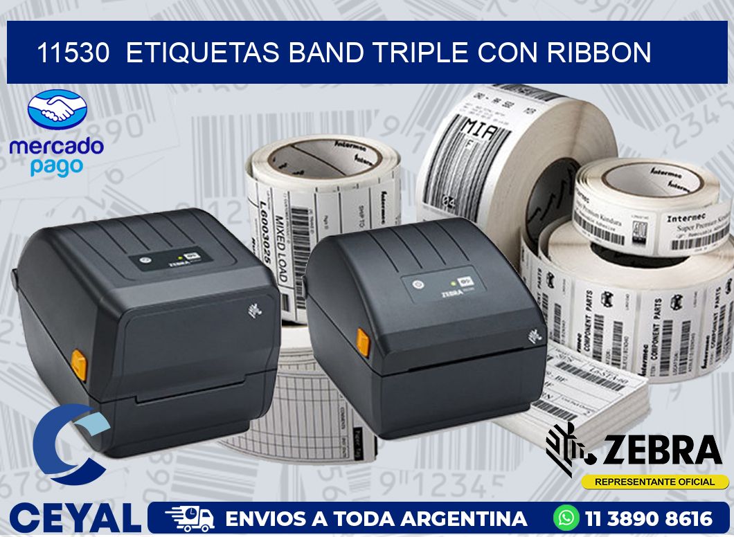 11530  ETIQUETAS BAND TRIPLE CON RIBBON