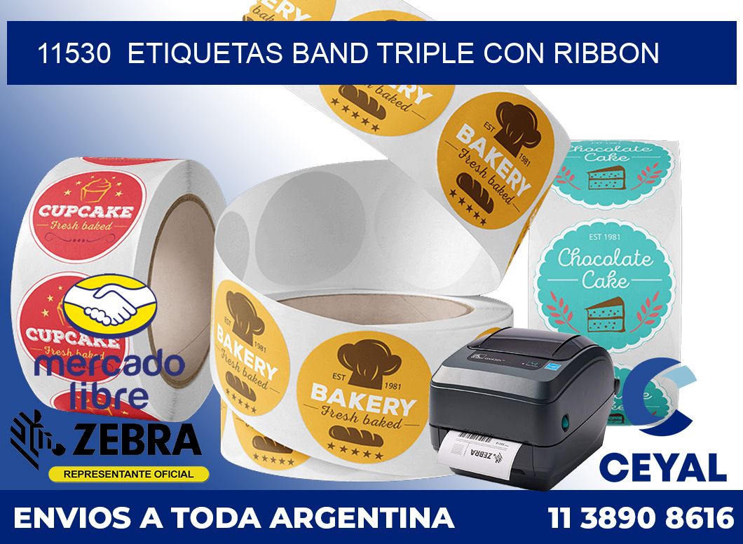 11530  ETIQUETAS BAND TRIPLE CON RIBBON