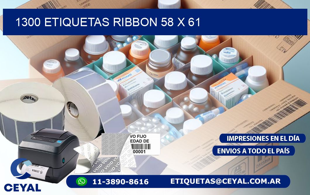 1300 ETIQUETAS RIBBON 58 x 61