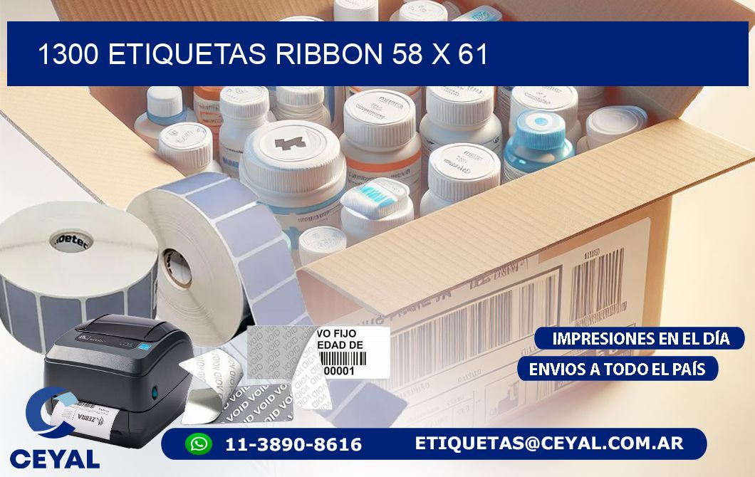 1300 ETIQUETAS RIBBON 58 x 61