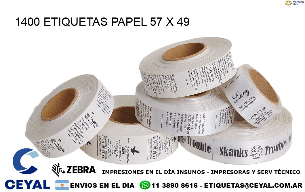 1400 ETIQUETAS PAPEL 57 x 49
