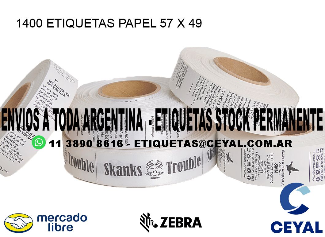 1400 ETIQUETAS PAPEL 57 x 49