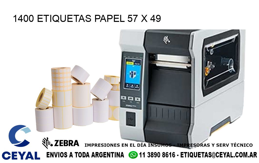 1400 ETIQUETAS PAPEL 57 x 49