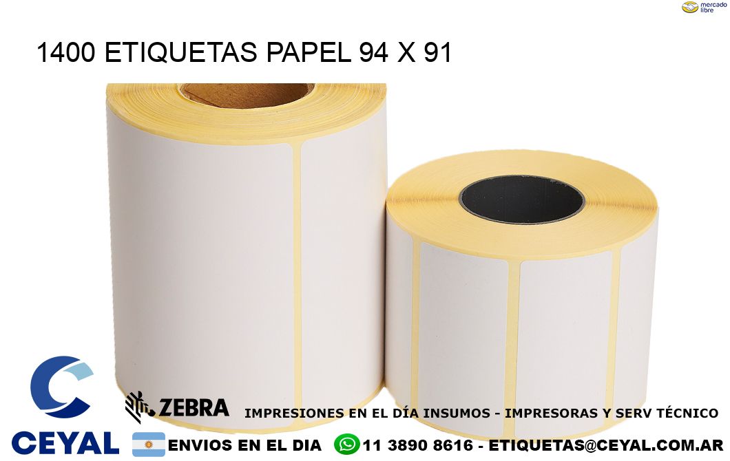 1400 ETIQUETAS PAPEL 94 x 91