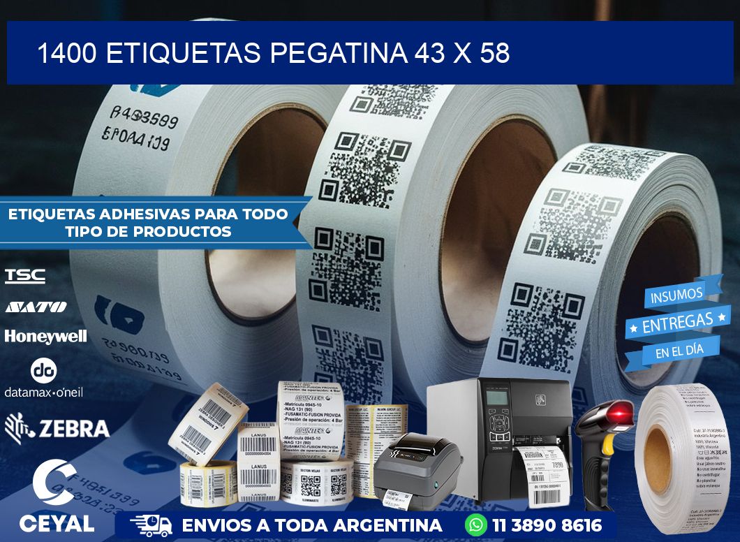 1400 ETIQUETAS PEGATINA 43 x 58