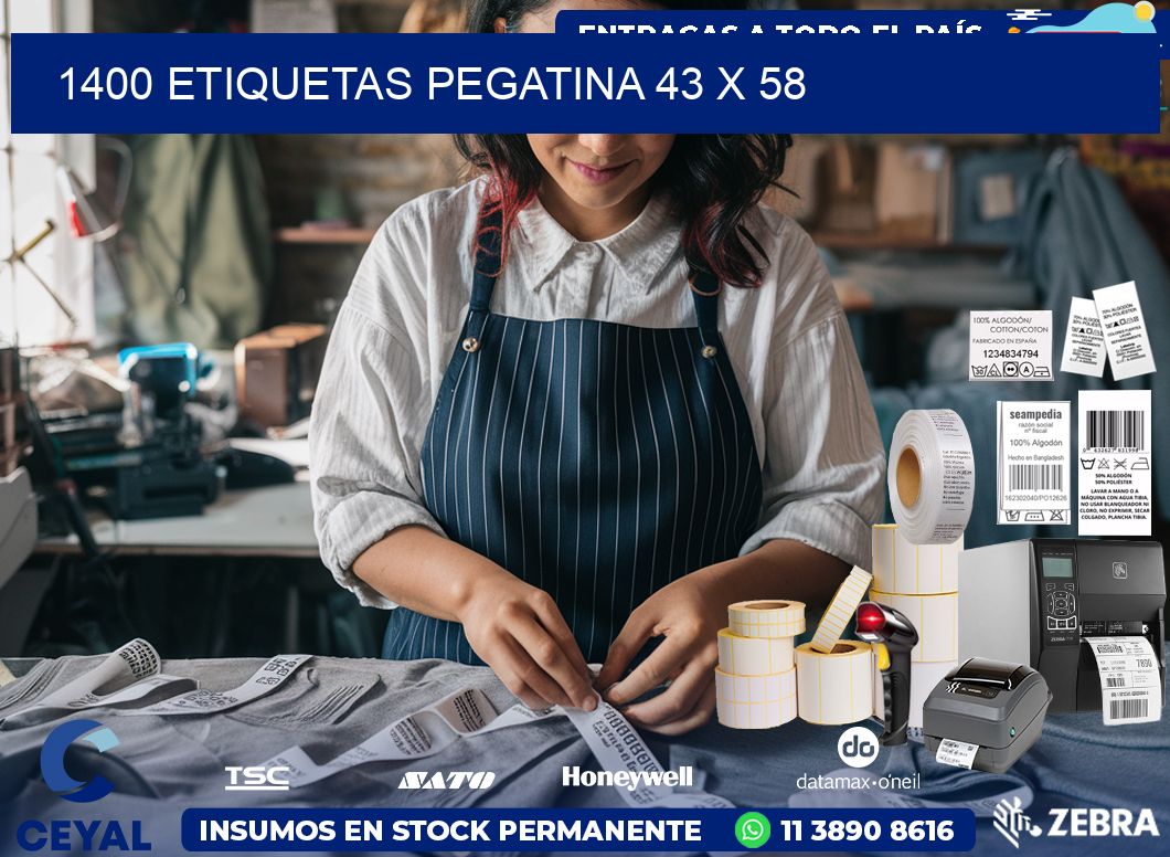 1400 ETIQUETAS PEGATINA 43 x 58