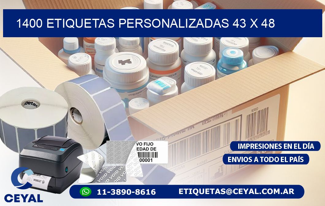 1400 ETIQUETAS PERSONALIZADAS 43 x 48