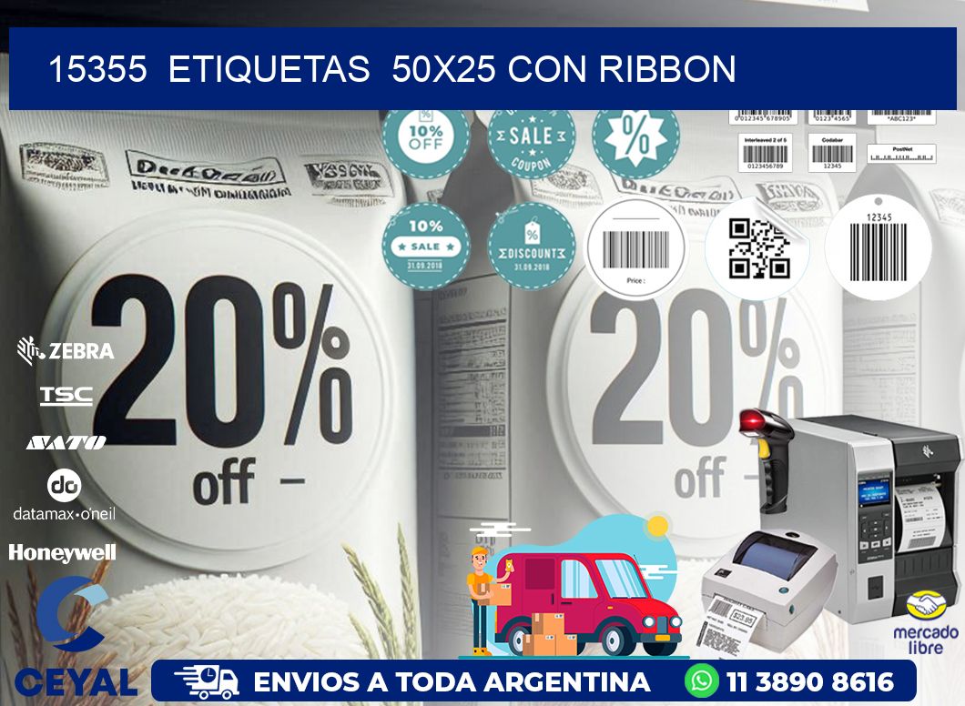 15355  ETIQUETAS  50X25 CON RIBBON