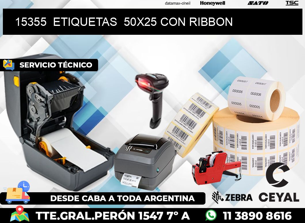 15355  ETIQUETAS  50X25 CON RIBBON