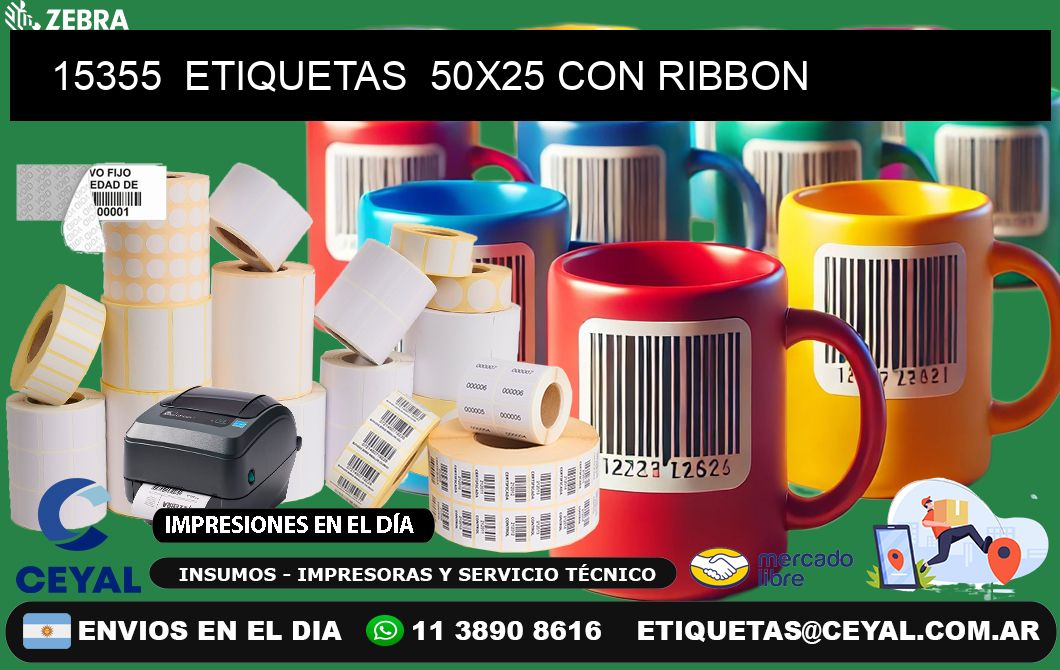 15355  ETIQUETAS  50X25 CON RIBBON