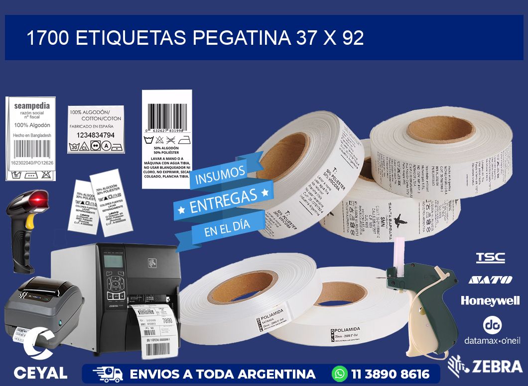 1700 ETIQUETAS PEGATINA 37 x 92