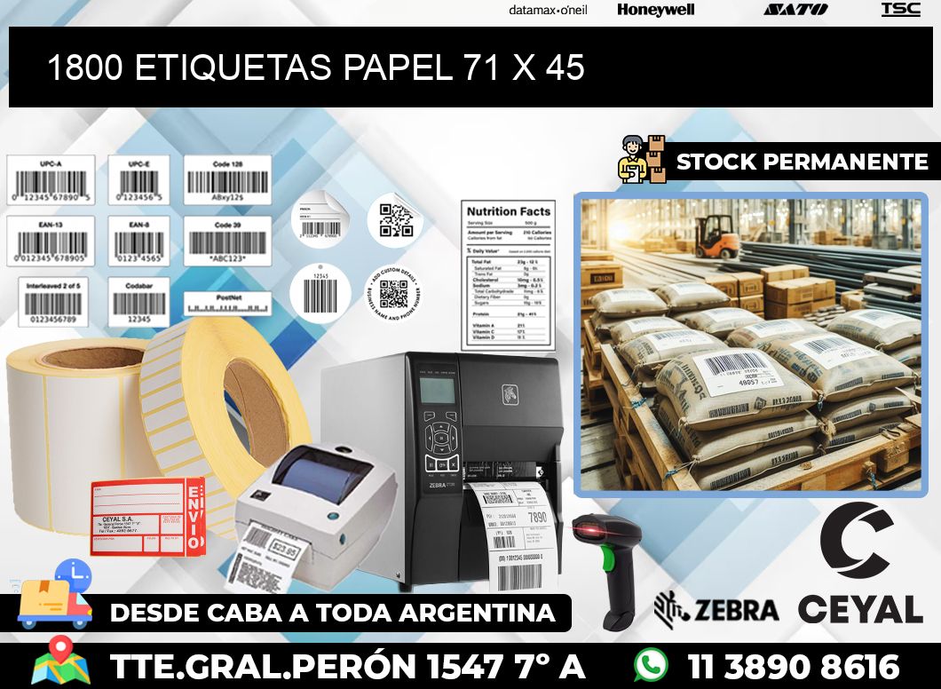 1800 ETIQUETAS PAPEL 71 x 45