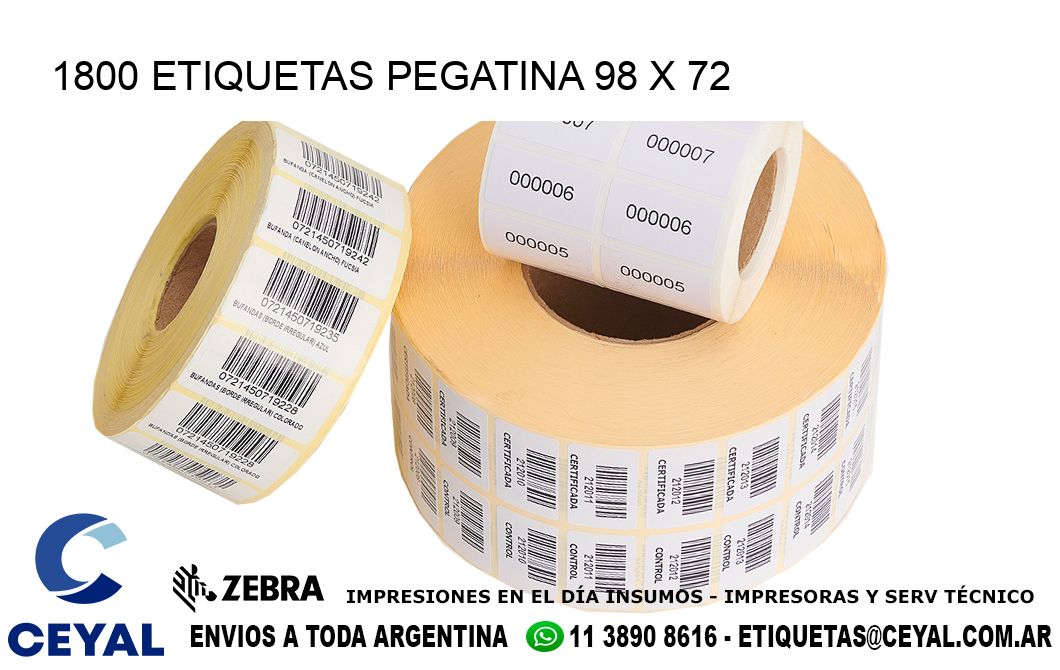 1800 ETIQUETAS PEGATINA 98 x 72