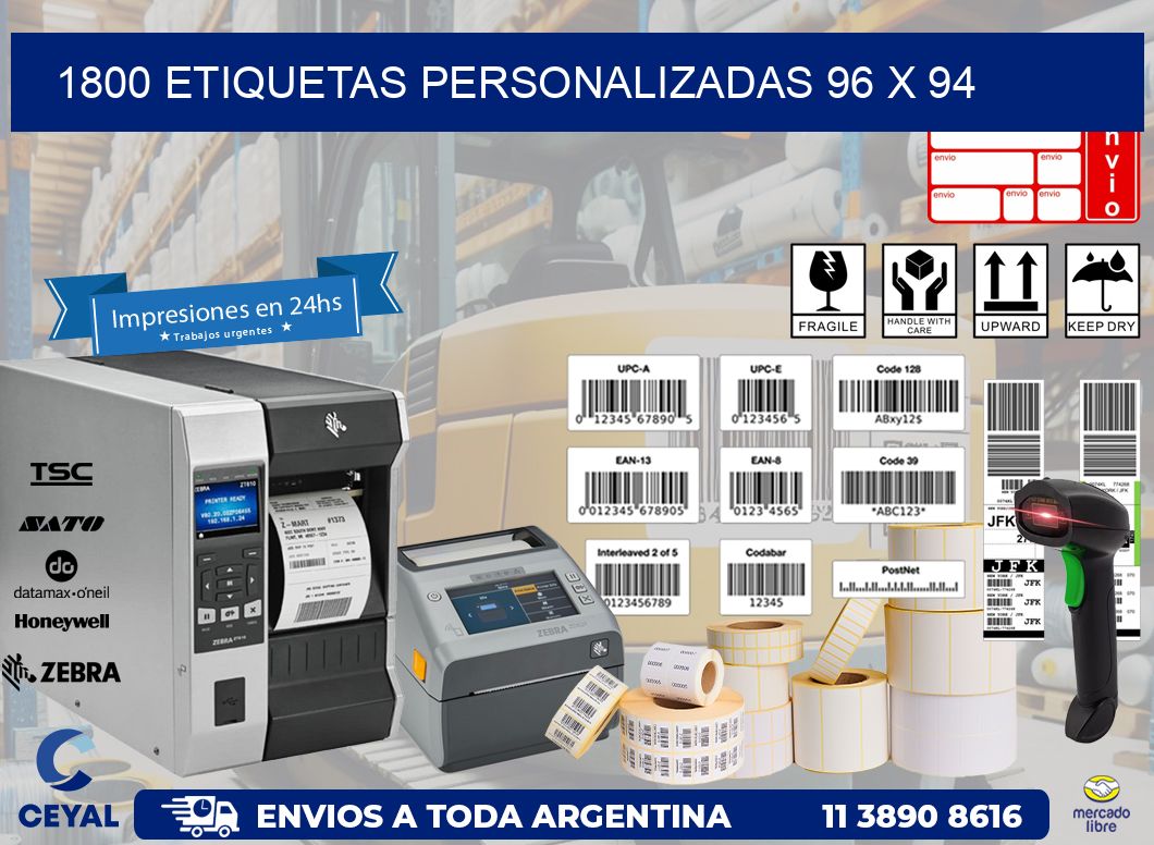 1800 ETIQUETAS PERSONALIZADAS 96 x 94