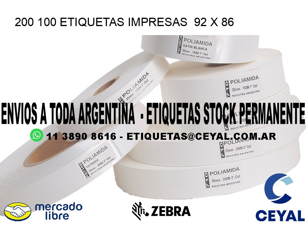 200 100 ETIQUETAS IMPRESAS  92 x 86