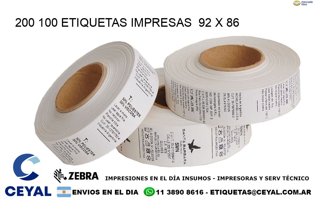 200 100 ETIQUETAS IMPRESAS  92 x 86