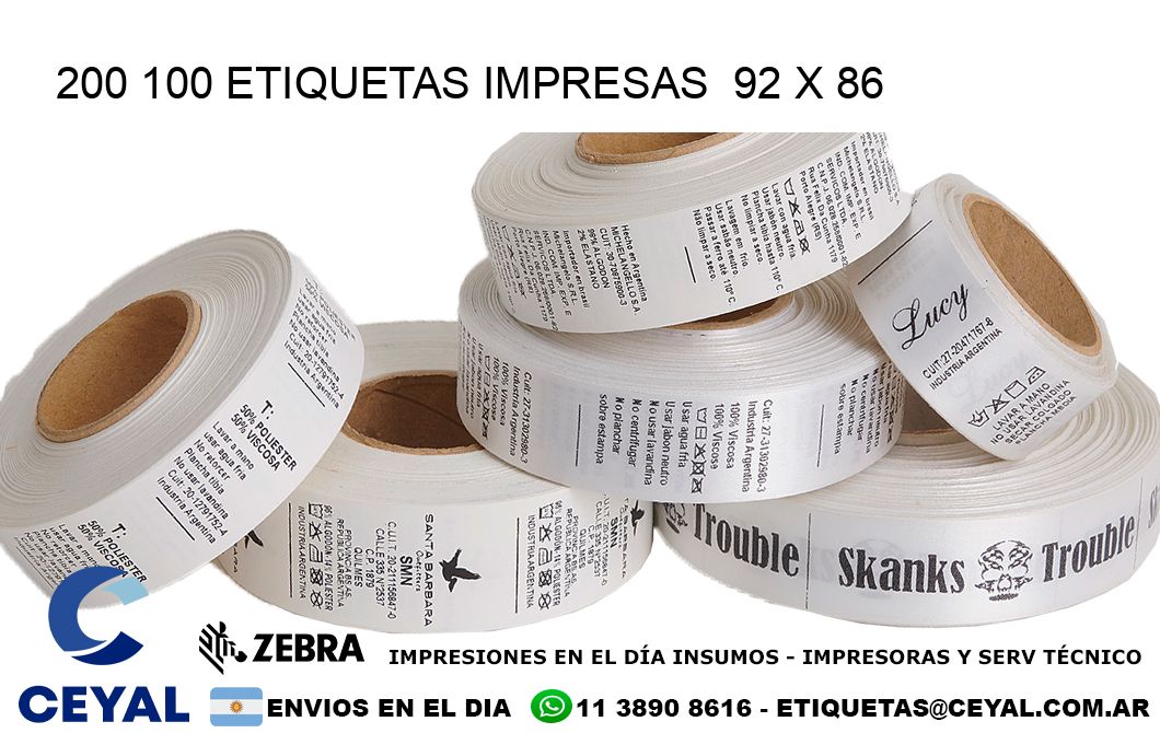 200 100 ETIQUETAS IMPRESAS  92 x 86