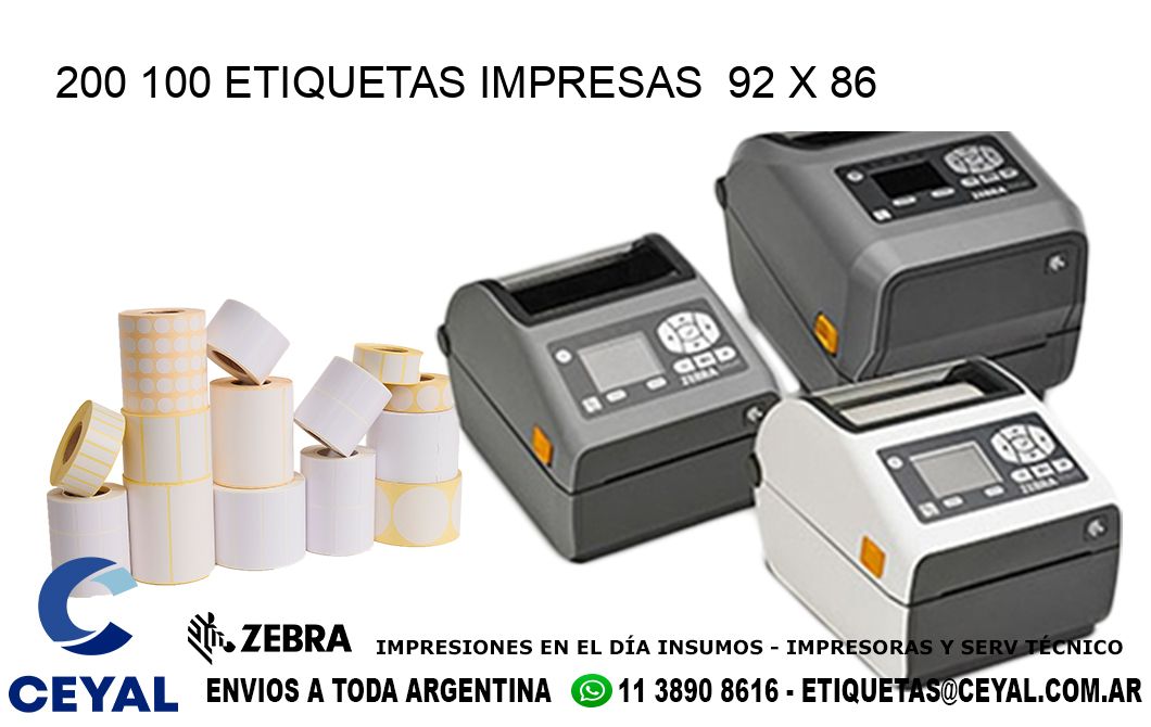 200 100 ETIQUETAS IMPRESAS  92 x 86