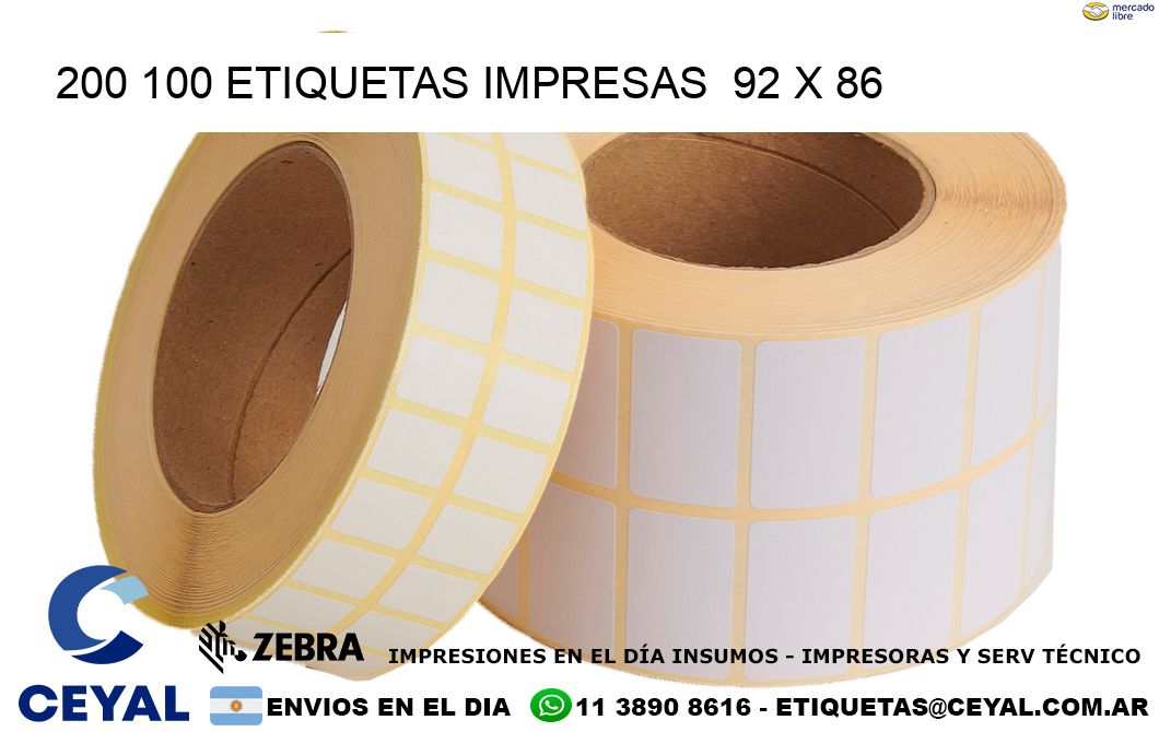 200 100 ETIQUETAS IMPRESAS  92 x 86