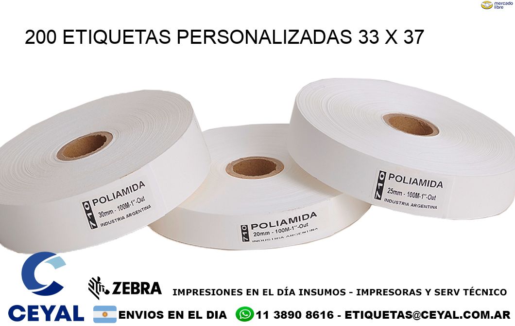 200 ETIQUETAS PERSONALIZADAS 33 x 37