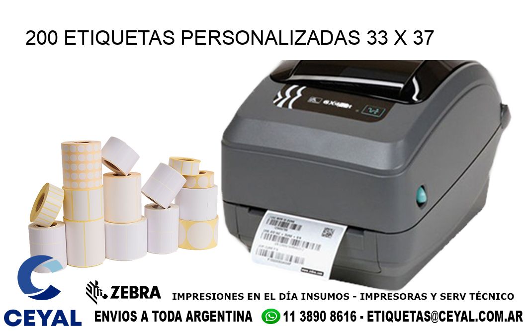 200 ETIQUETAS PERSONALIZADAS 33 x 37