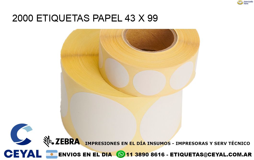 2000 ETIQUETAS PAPEL 43 x 99