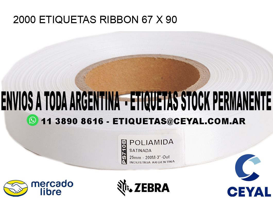 2000 ETIQUETAS RIBBON 67 x 90