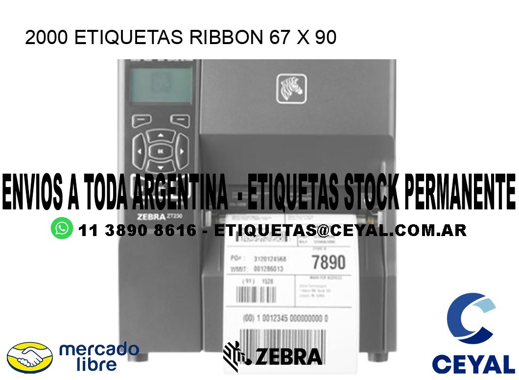 2000 ETIQUETAS RIBBON 67 x 90