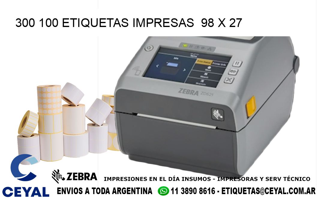 300 100 ETIQUETAS IMPRESAS  98 x 27