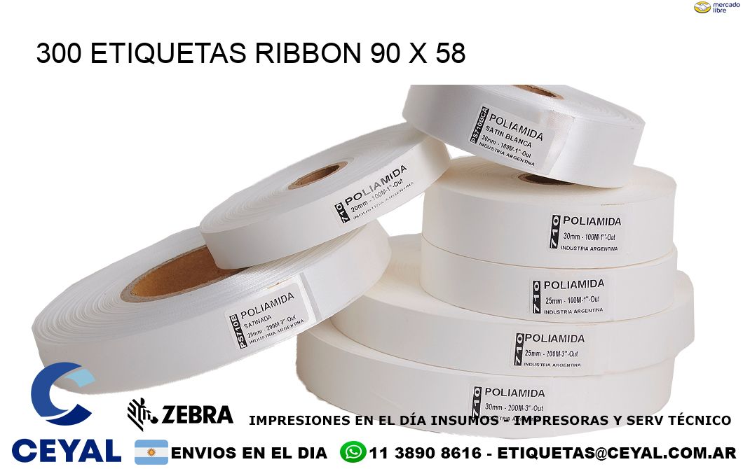 300 ETIQUETAS RIBBON 90 x 58