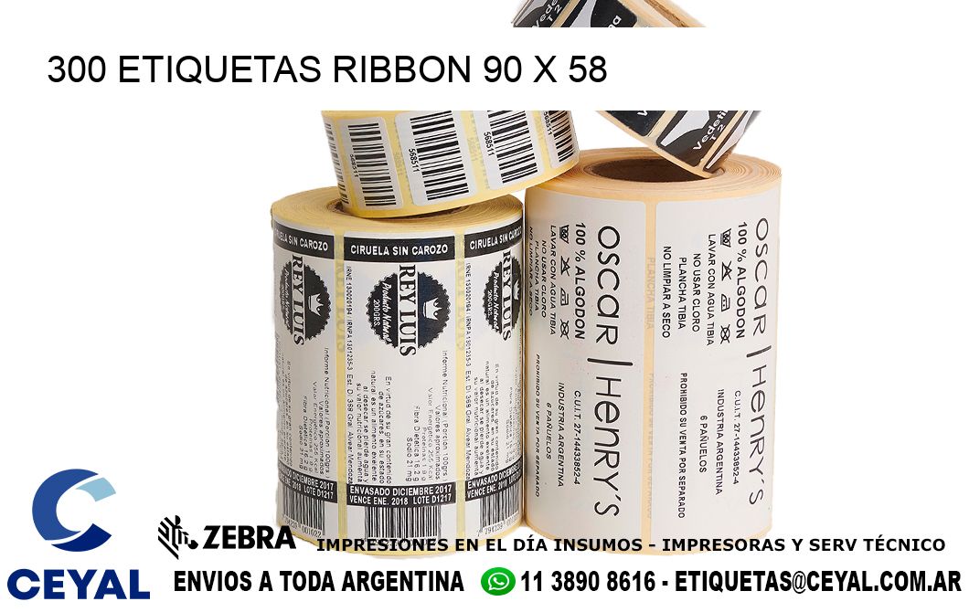 300 ETIQUETAS RIBBON 90 x 58