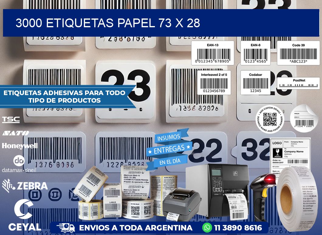 3000 ETIQUETAS PAPEL 73 x 28