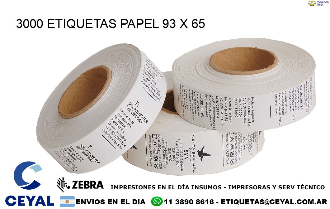 3000 ETIQUETAS PAPEL 93 x 65