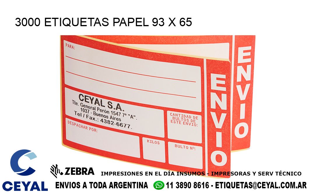 3000 ETIQUETAS PAPEL 93 x 65