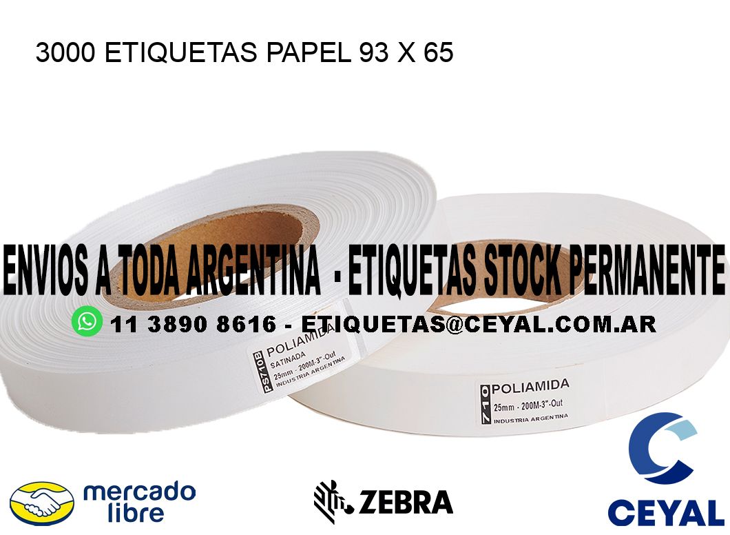 3000 ETIQUETAS PAPEL 93 x 65