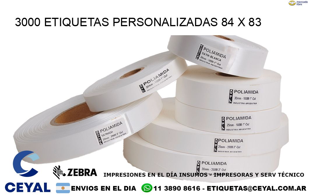 3000 ETIQUETAS PERSONALIZADAS 84 x 83