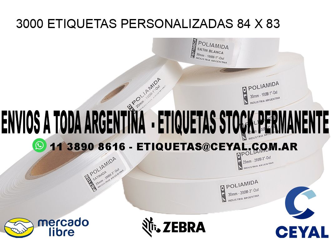 3000 ETIQUETAS PERSONALIZADAS 84 x 83