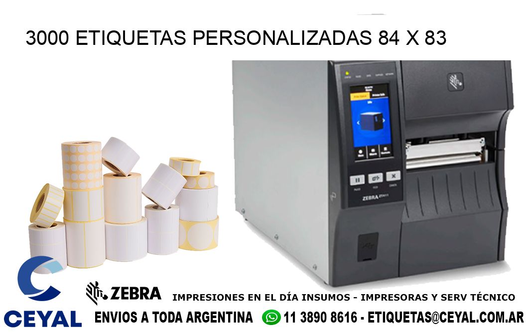 3000 ETIQUETAS PERSONALIZADAS 84 x 83