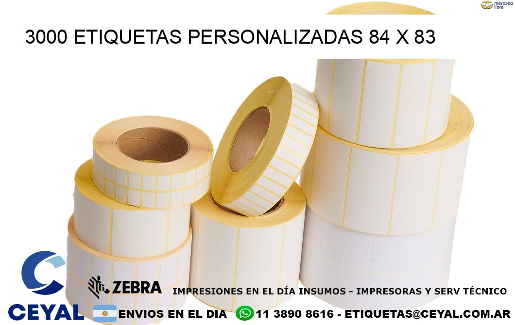 3000 ETIQUETAS PERSONALIZADAS 84 x 83
