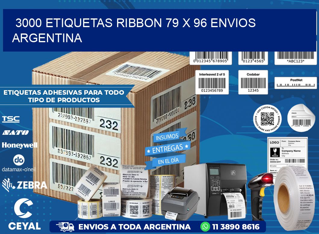 3000 ETIQUETAS RIBBON 79 x 96 ENVIOS ARGENTINA