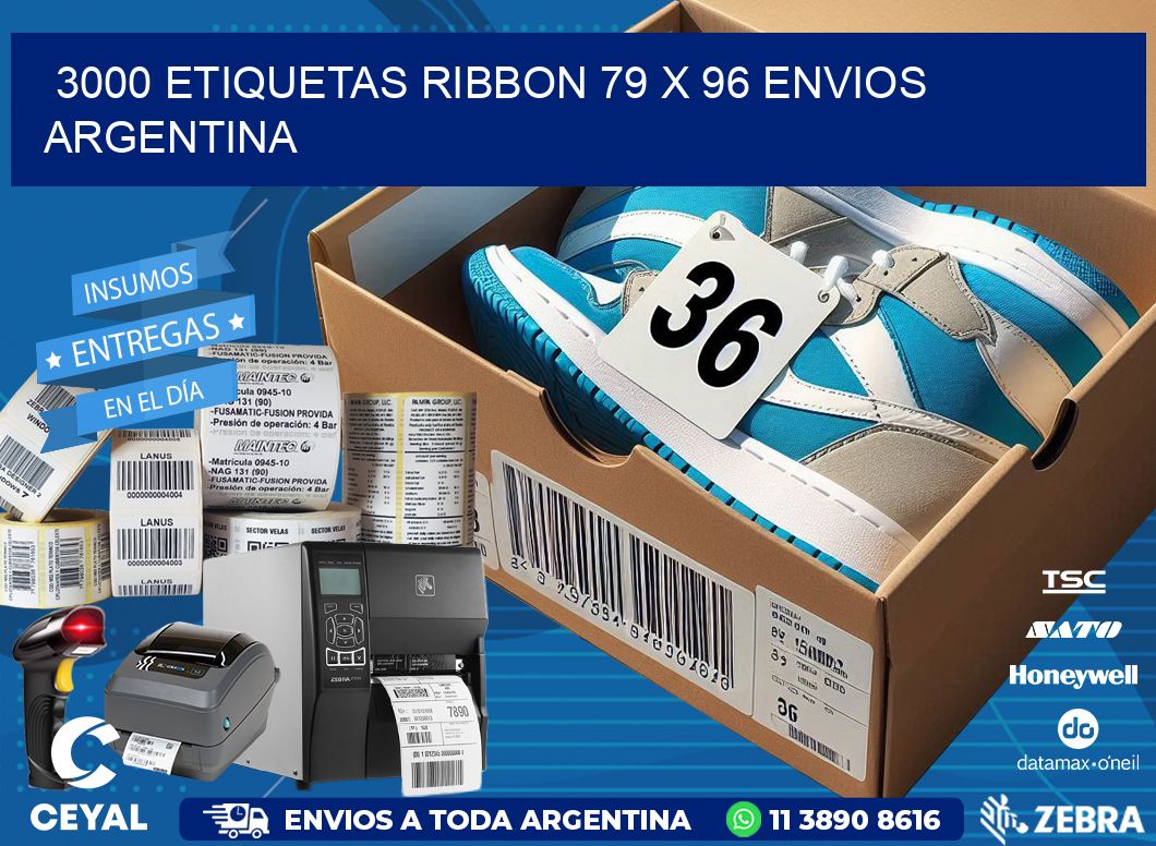 3000 ETIQUETAS RIBBON 79 x 96 ENVIOS ARGENTINA