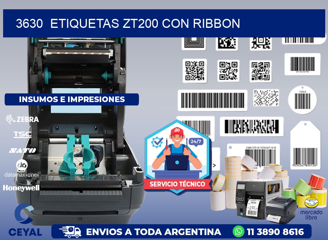 3630  ETIQUETAS ZT200 CON RIBBON