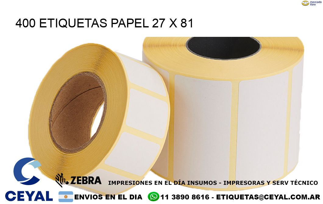 400 ETIQUETAS PAPEL 27 x 81